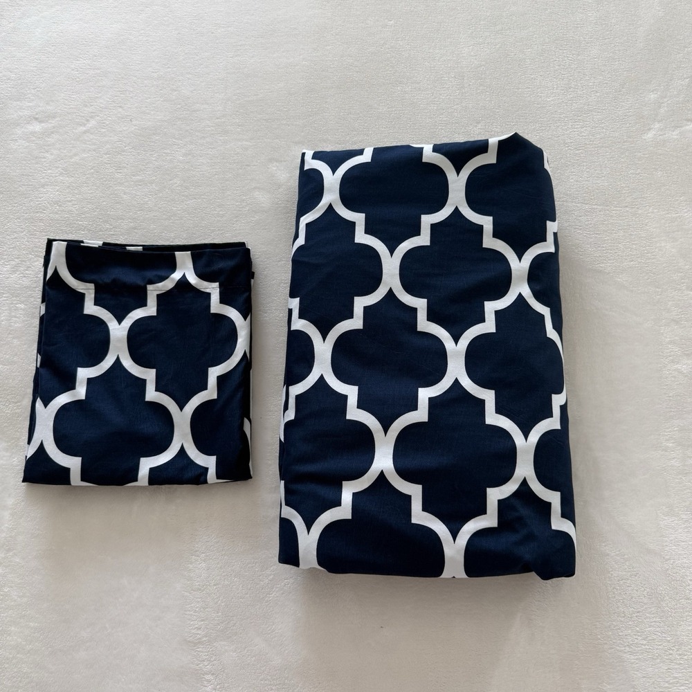 Utopia Bedding King‎ Duvet Cover Set Navy White Quatrefoil 3 Piece 104x90